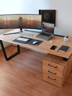 Escritorio Trapecio Cajonera - Madera Nativa