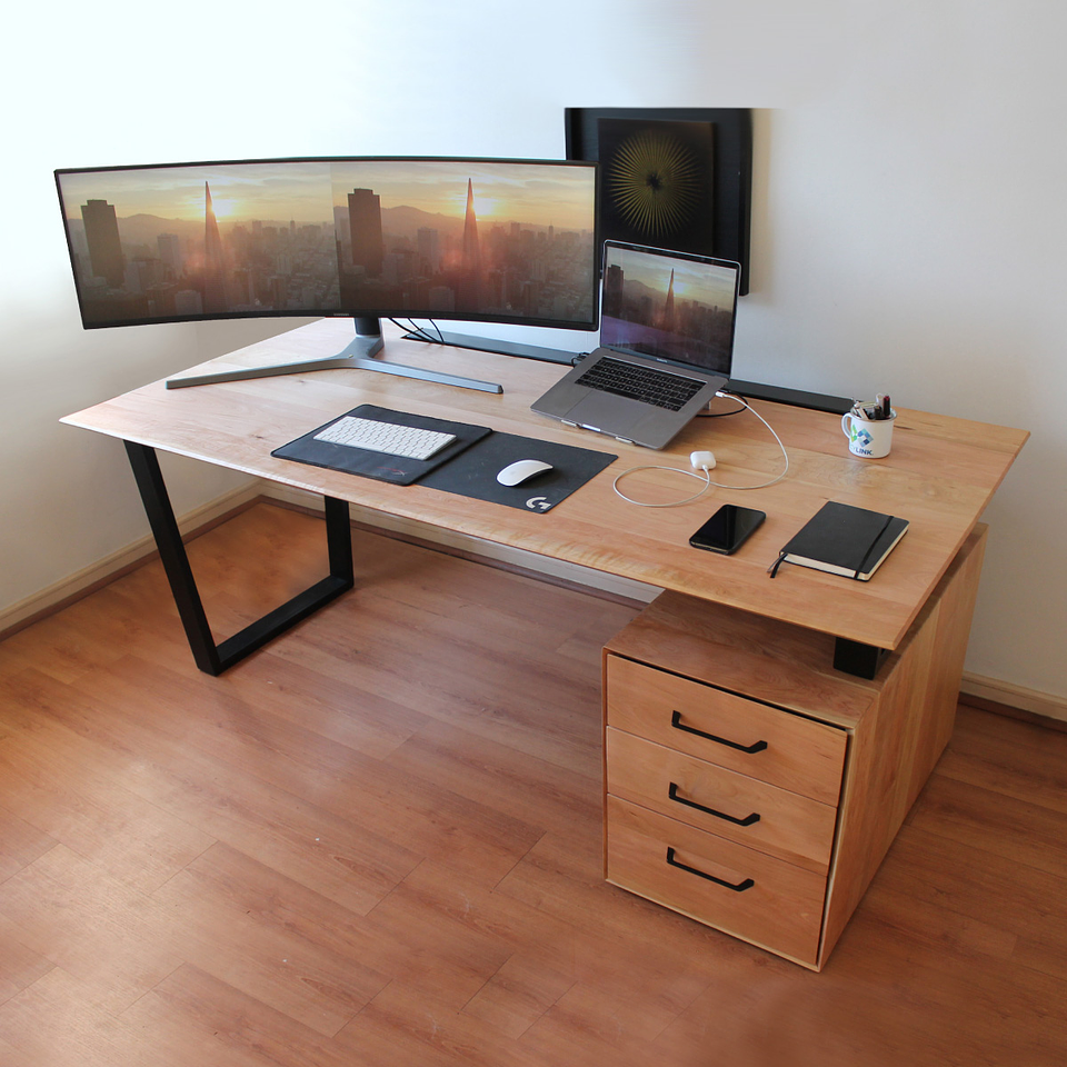 Escritorio Trapecio Cajonera - Madera Nativa 1