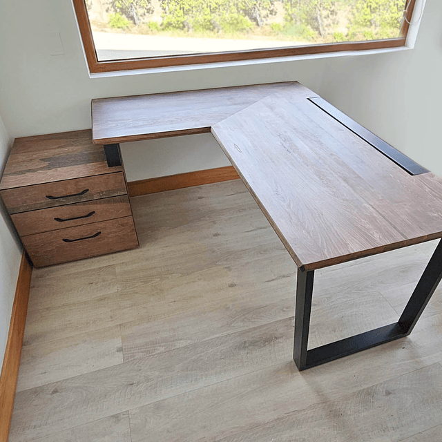 Escritorio Trapecio ELE Cajonera - Madera Nativa 1