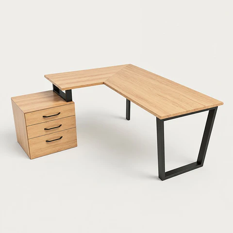 Escritorio Trapecio ELE Cajonera - Madera Nativa