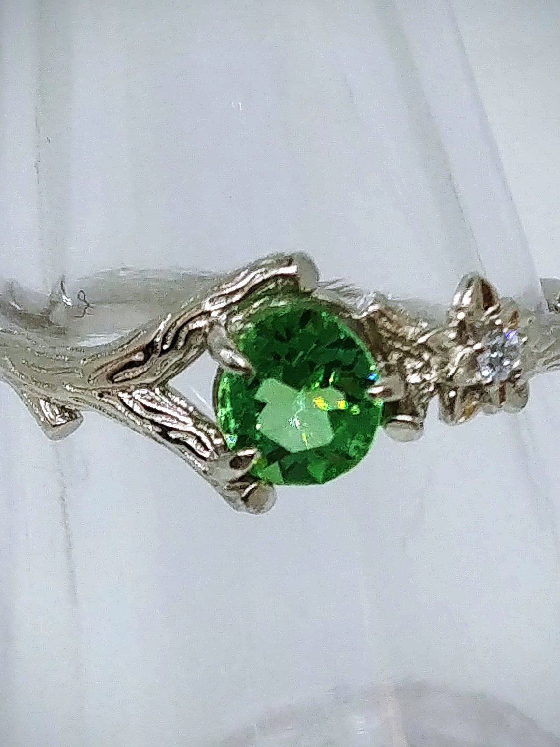 RTS - Sz 6.5 ☢ Nature vibes Tree branch, vintage UG glass ring - Sterling  2