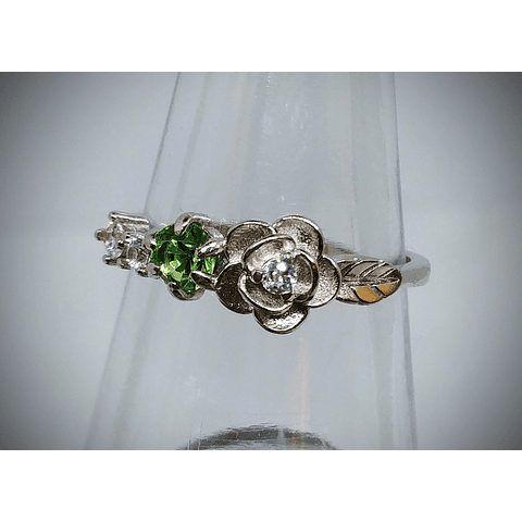 SS - .40ct ☢ Victorian Rose and UG glass ring -  Sterling 💍