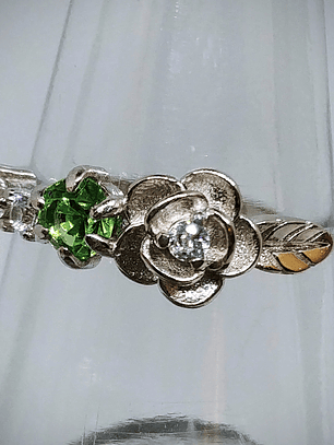 SS - .40ct ☢ Victorian Rose and UG glass ring -  Sterling 💍