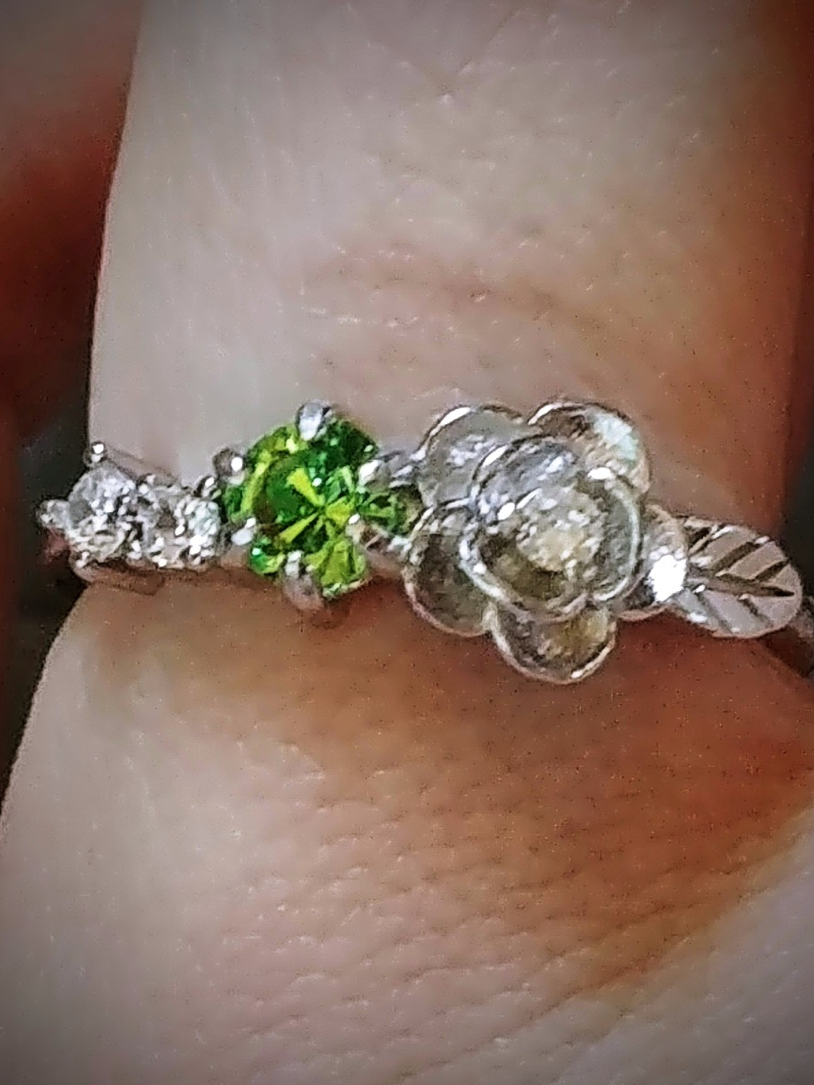 .40ct ☢ Victorian Rose and UG glass ring -  Sterling 💍 2