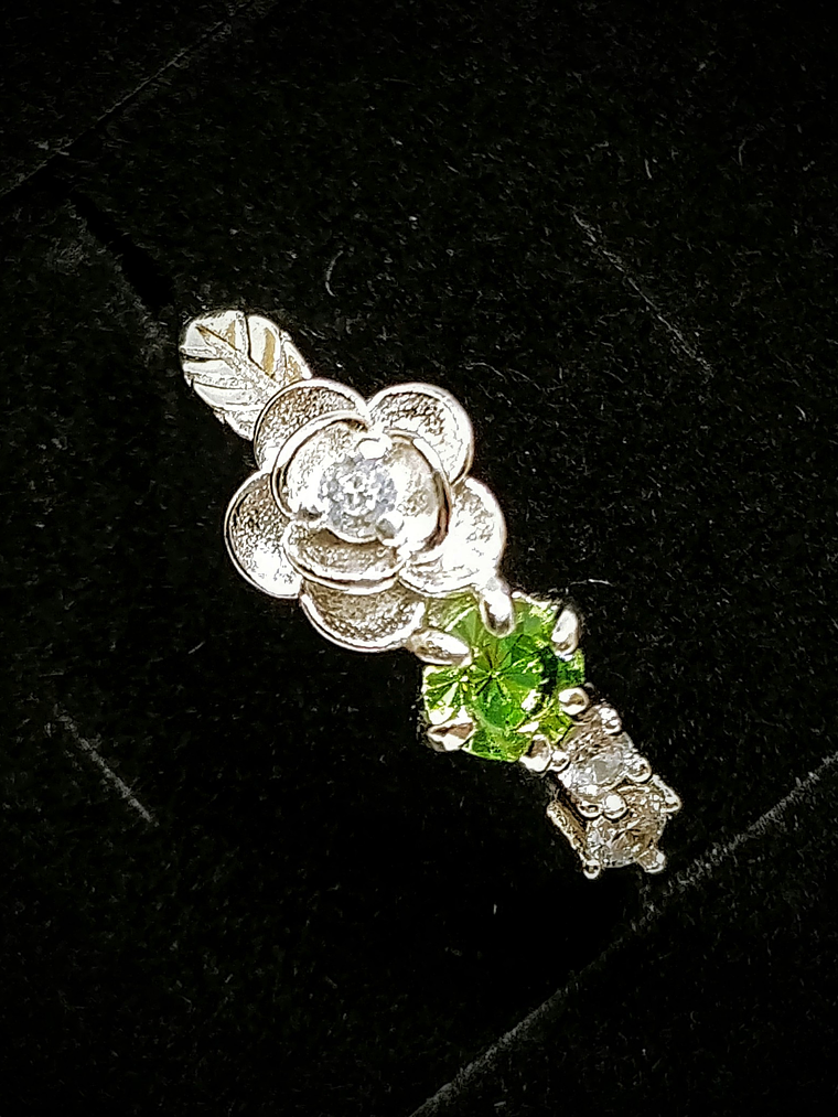 .40ct ☢ Victorian Rose and UG glass ring -  Sterling 💍 3