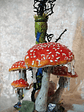 RTS - Feline taxidermy skull & mushroom bottle/urn - Nightlight - thumbnail 5
