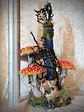 RTS - Feline taxidermy skull & mushroom bottle/urn - Nightlight - thumbnail 8