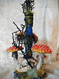 RTS - Feline taxidermy skull & mushroom bottle/urn - Nightlight - thumbnail 11