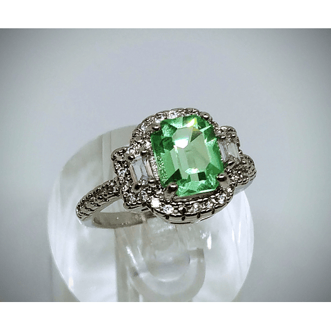 CJ - 3.75ct ☢ Emerald cut Art Deco style, vintage UG glass ring, Sz6.5 - 14k GP copper 👑