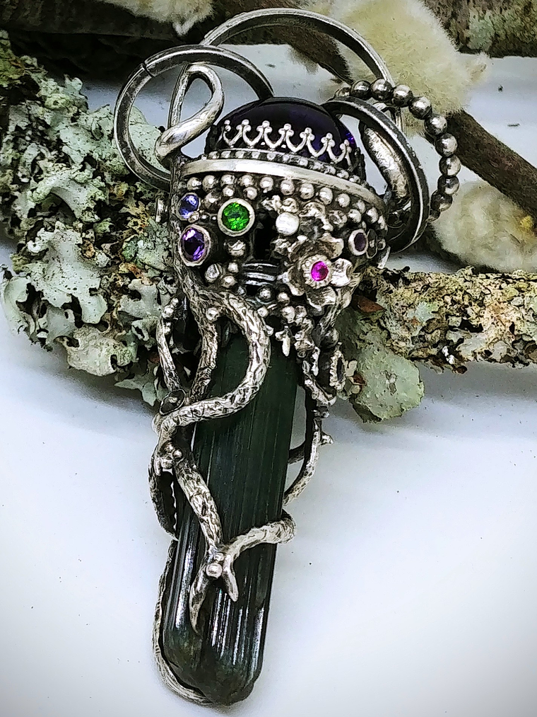 Magical, 4.3gram Nigerian Tourmaline crystal pendulum pendant - SOLD Private collection 4