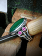 Chrysoprase and Rhodolite garnet double band ring - Private collection - thumbnail 3