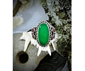 Chrysoprase and Rhodolite garnet double band ring, Size 7.5