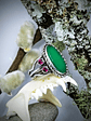 Chrysoprase and Rhodolite garnet double band ring - Private collection - thumbnail 2