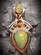 Sterling and 14k Unisex Opal pendant - Private collection - thumbnail 3