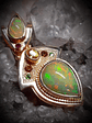 Sterling and 14k Unisex Opal pendant - Private collection - thumbnail 1