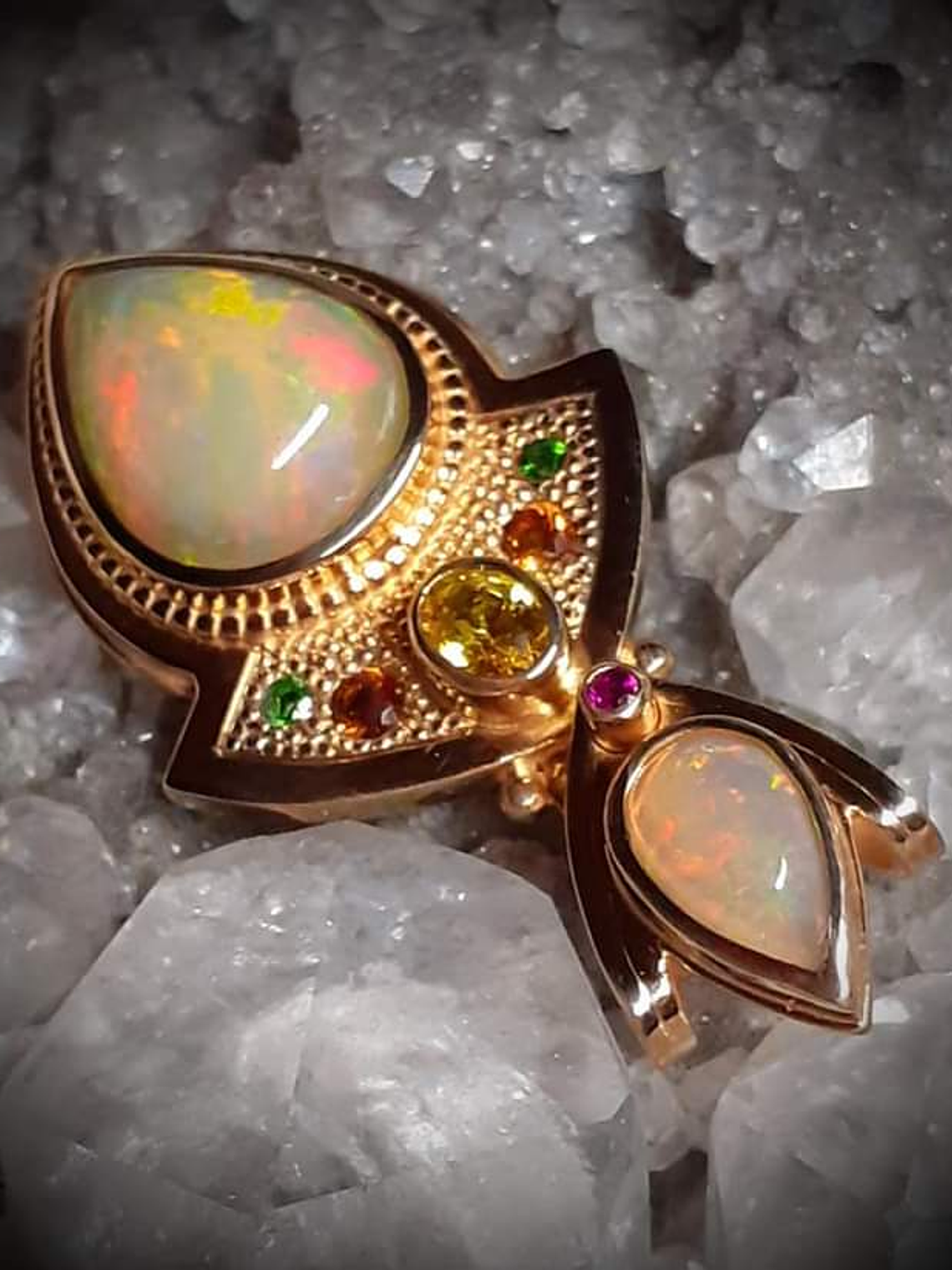 Sterling and 14k Unisex Opal pendant - Private collection 7