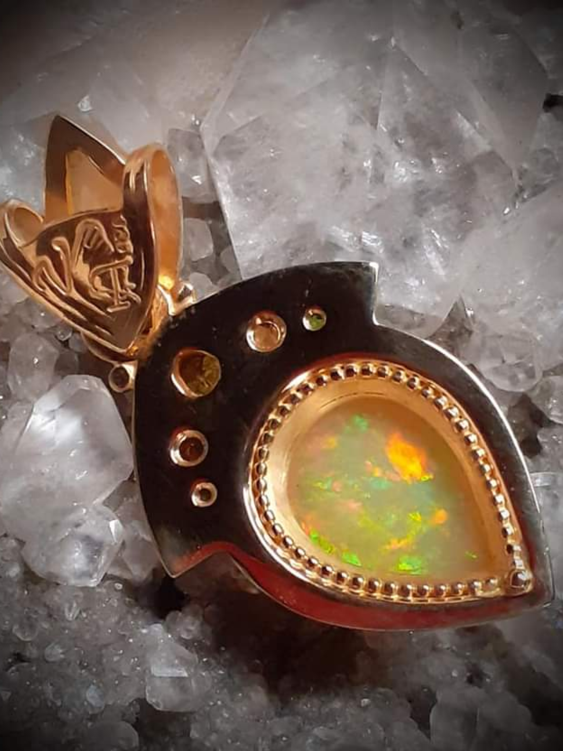 Sterling and 14k Unisex Opal pendant - Private collection 8