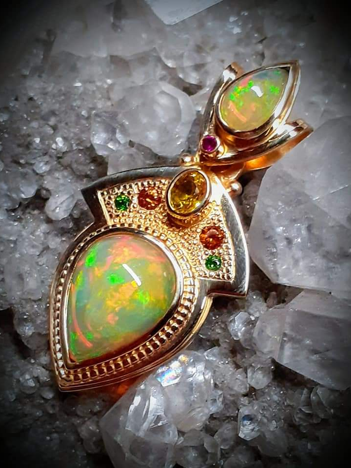 Sterling and 14k Unisex Opal pendant - Private collection 5