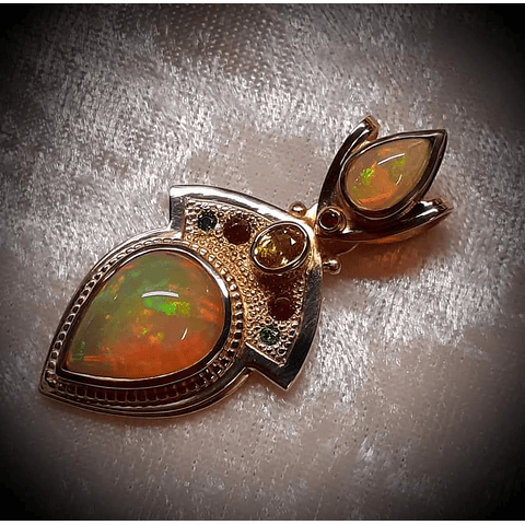 Sterling and 14k Unisex Opal pendant