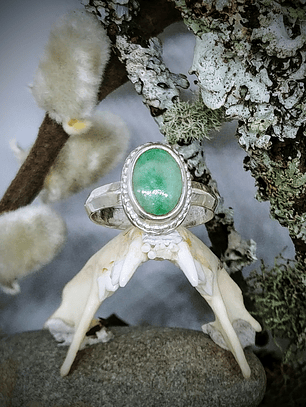 MTO - Moss in snow natural Jade ring - Sterling