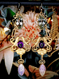 RTS - Victorian inspired lovebirds with Genuine amethyst, prasiolite and glass opal earrings - Costume - thumbnail 2