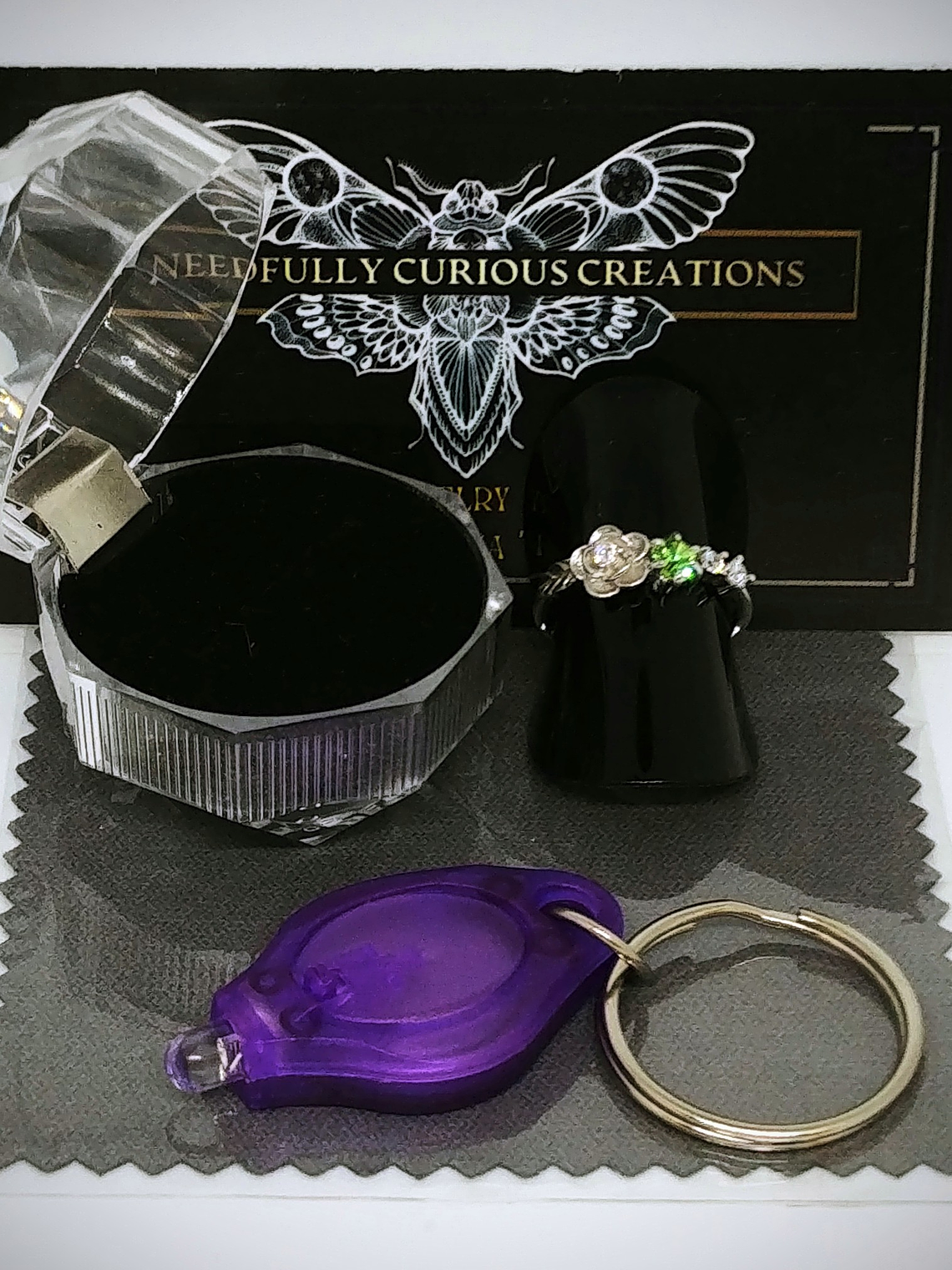 .40ct ☢ Victorian Rose and UG glass ring -  Sterling 💍 6