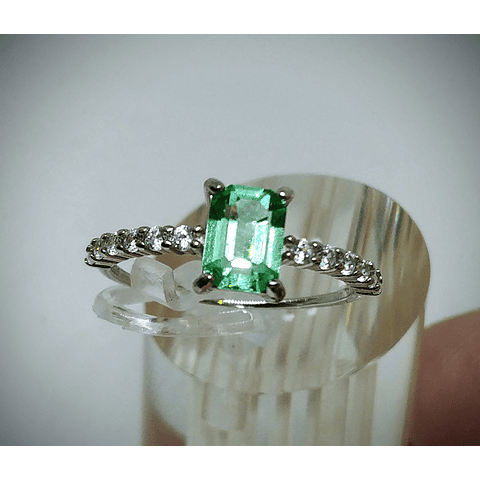 SS - 1.4ct ☢ vintage UG glass and cubic zirconia "Promise" ring - Sterling 💍
