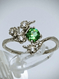 RTS Sz 6 ☢ Woodland branches and blossoms, vintage UG glass & Cz ring - Sterling  - thumbnail 1