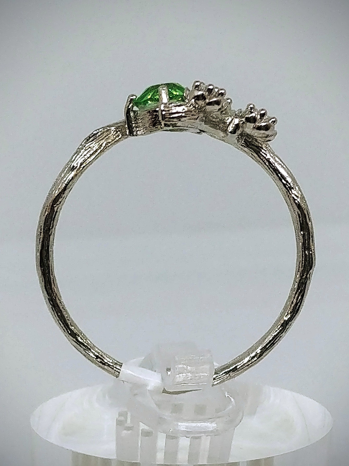 RTS Sz 6 ☢ Woodland branches and blossoms, vintage UG glass & Cz ring - Sterling  3