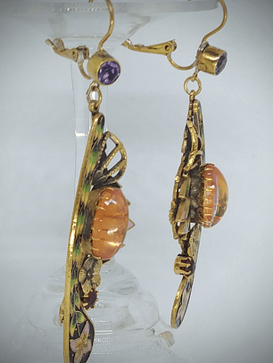 Art Deco, jelly opal and glass enamel earrings - SOLD Private collection