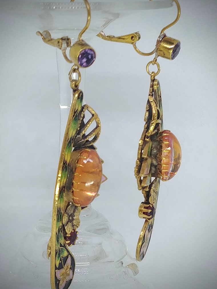 Art Deco, jelly opal and glass enamel earrings - SOLD Private collection 2
