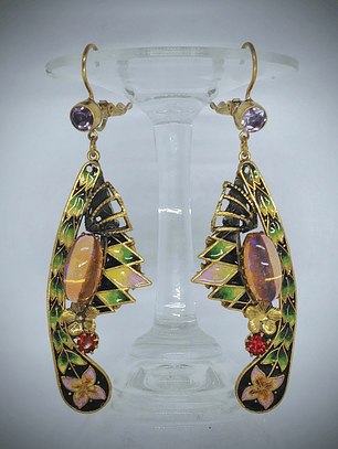 Art Deco, jelly opal and glass enamel earrings - SOLD Private collection
