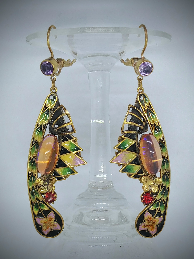 Art Deco, jelly opal and glass enamel earrings - SOLD Private collection 1