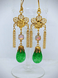 CJ - Art Deco inspired, gold-filled vintage Peking Jade glass earrings  - thumbnail 1