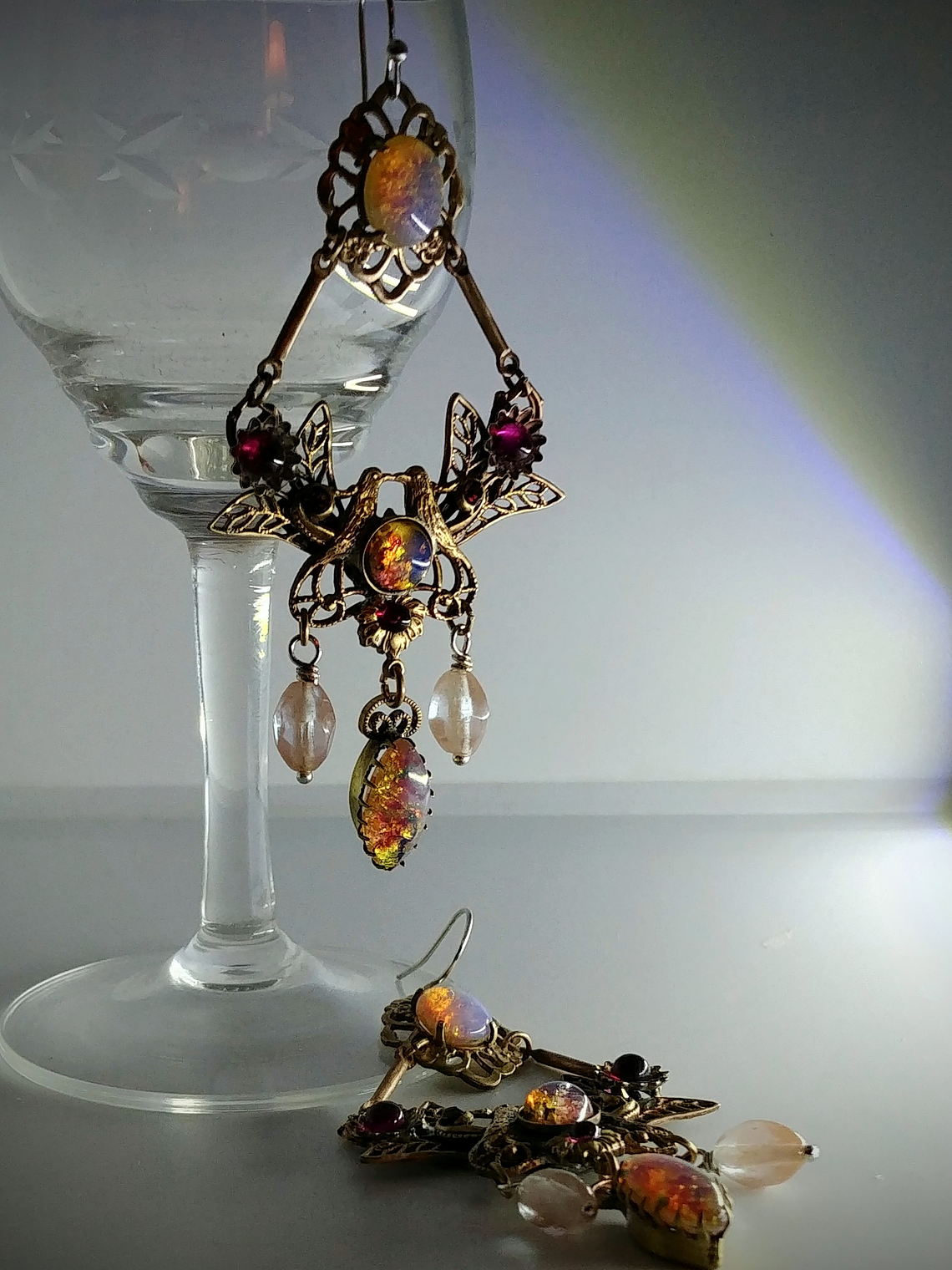 Victorian style, vintage Saphirette and Opal statement earrings 5