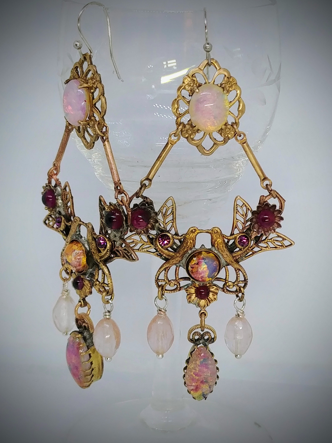 Victorian style, vintage Saphirette and Opal statement earrings 1