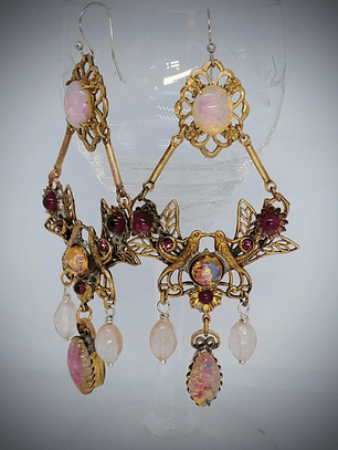 Victorian style, vintage Saphirette and Opal statement earrings