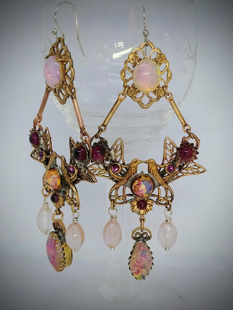 Victorian style, vintage Saphirette and Opal statement earrings 1