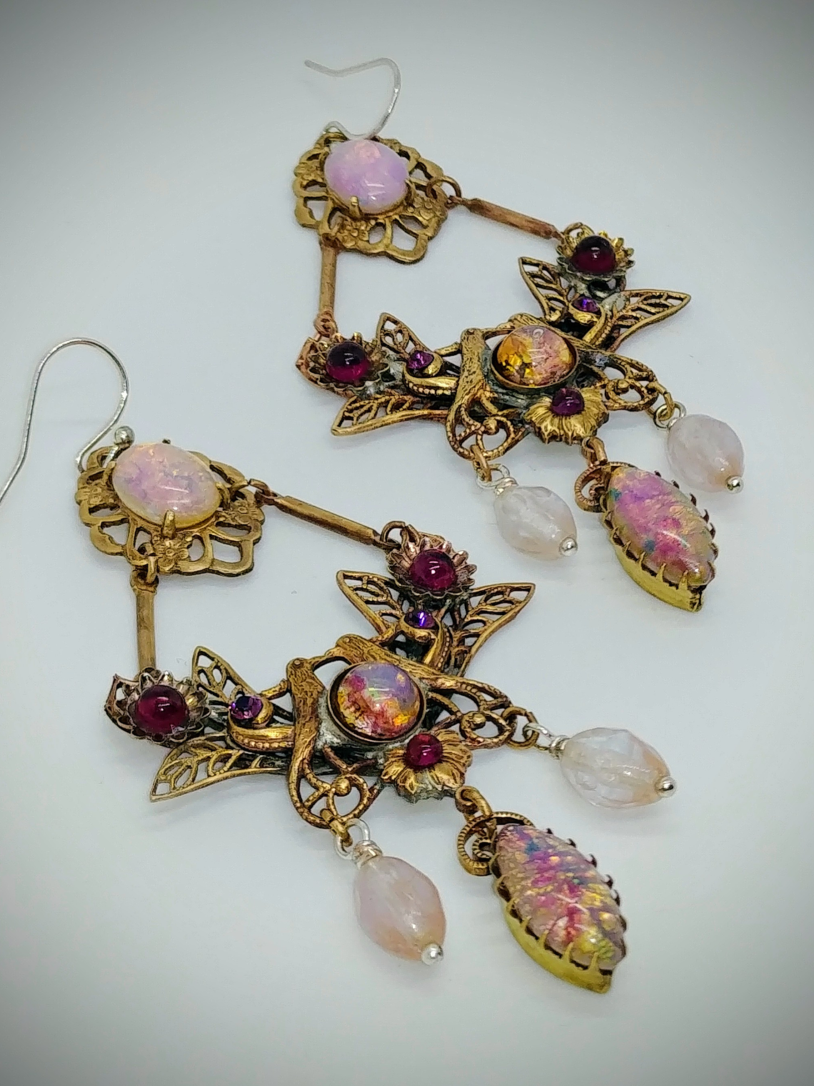 Victorian style, vintage Saphirette and Opal statement earrings 4