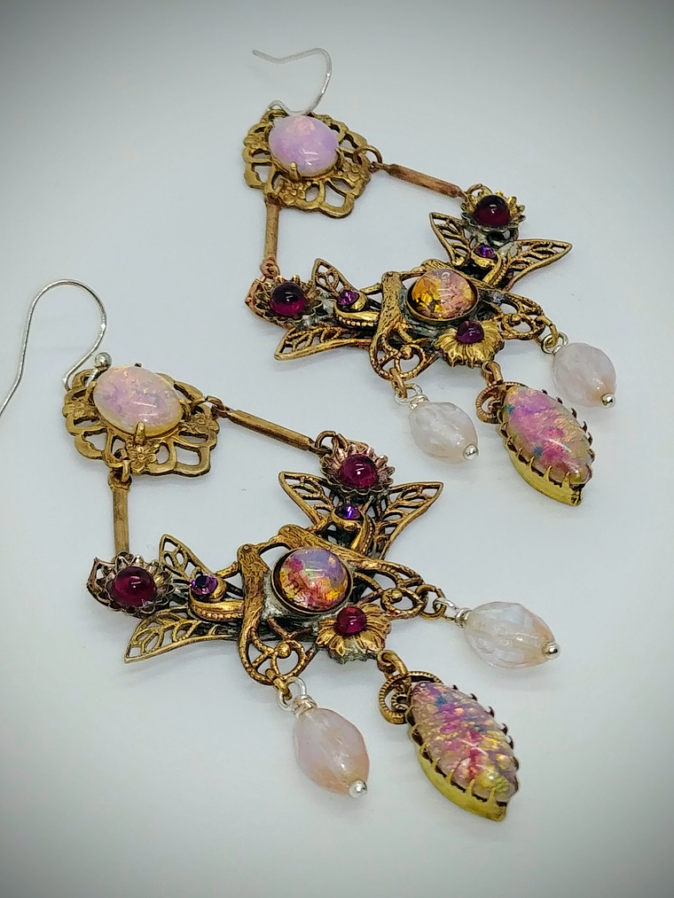 Victorian style, vintage Saphirette and Opal statement earrings 4