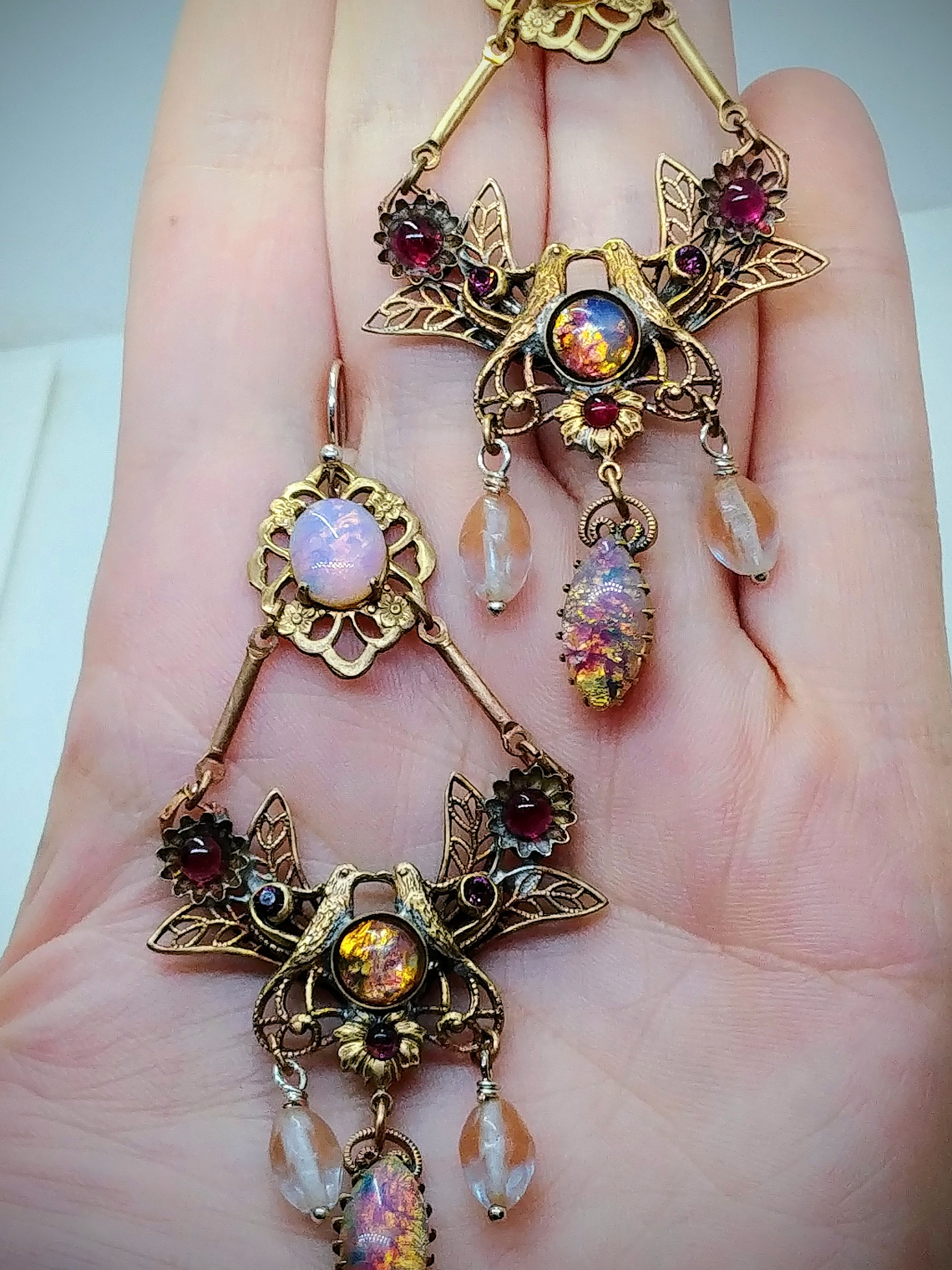 Victorian style, vintage Saphirette and Opal statement earrings 3