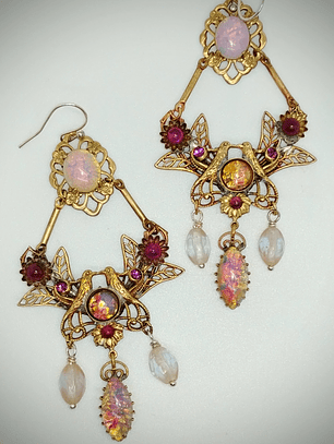 Victorian style, vintage Saphirette and Opal statement earrings