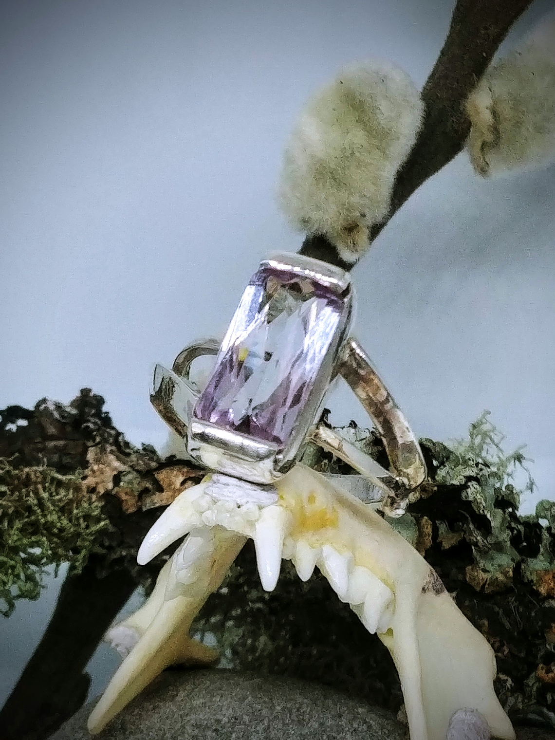 ⏯ 5.27ct Sterling and baby pink Kunzite ring - Sterling - Sz 8.5 - Video  6