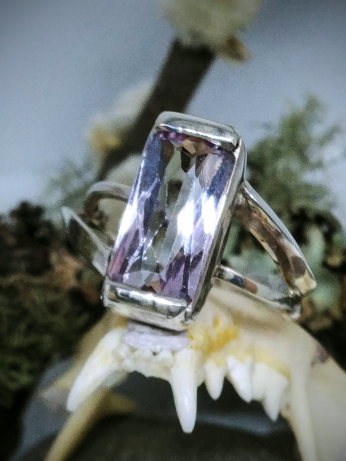 ⏯ 5.27ct Sterling and baby pink Kunzite ring - Sterling - Sz 8.5 - Video  1