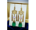 CJ - Art Deco inspired, gold-filled vintage Peking Jade glass earrings 