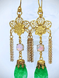 CJ - Art Deco inspired, gold-filled vintage Peking Jade glass earrings  - thumbnail 5