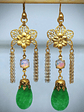 CJ - Art Deco inspired, gold-filled vintage Peking Jade glass earrings  - thumbnail 2