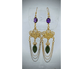 Long Amethyst and Canada Jade earrings - 14k Gold-filled