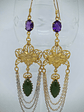 RTS - Long Amethyst and Canada Jade earrings - 14k Gold-filled - thumbnail 1