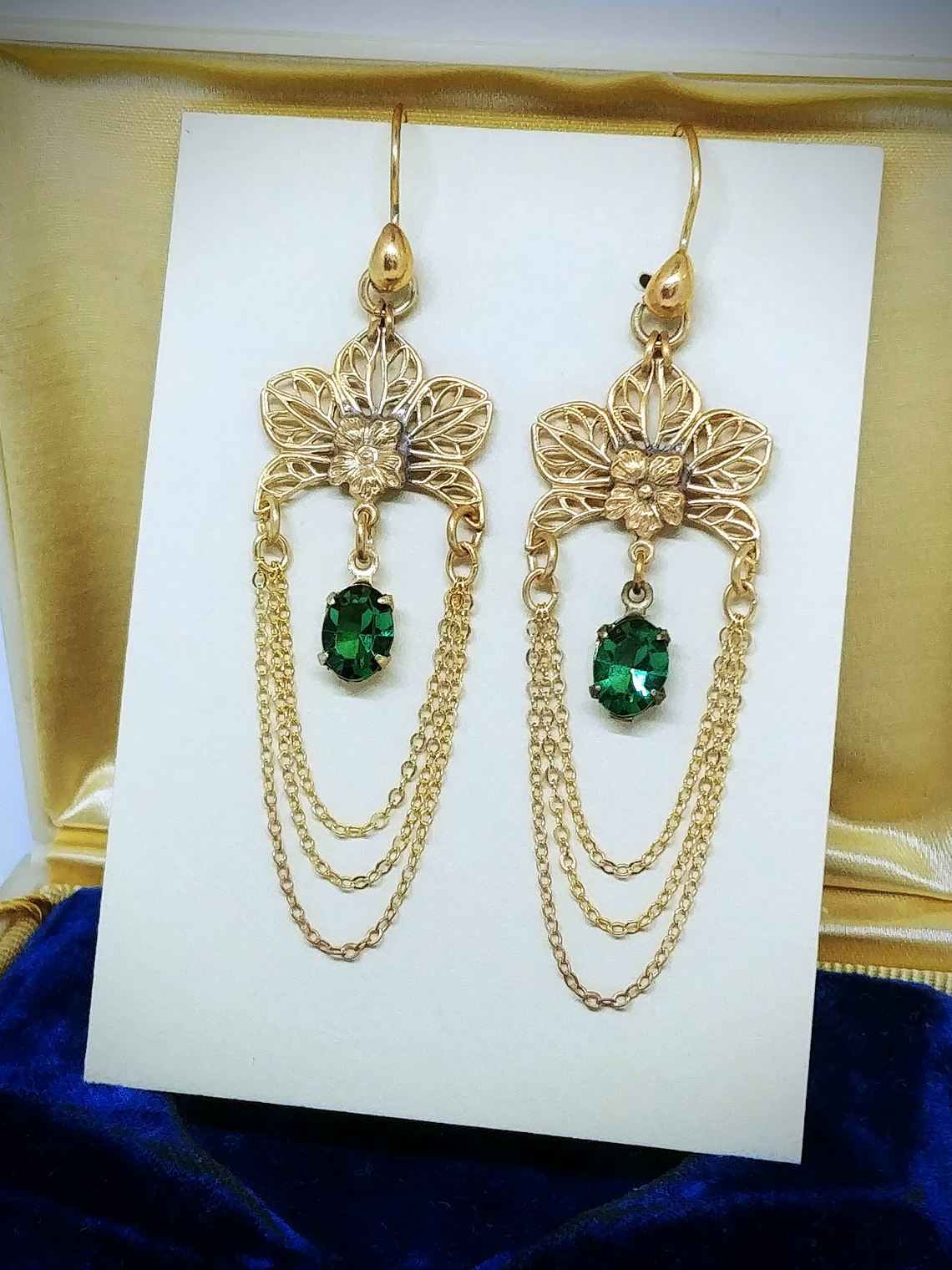 RTS - Vintage inspired, Tourmaline Swarovski crystal earrings - Gold-filled 2